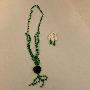 Light jade earrings and necklace